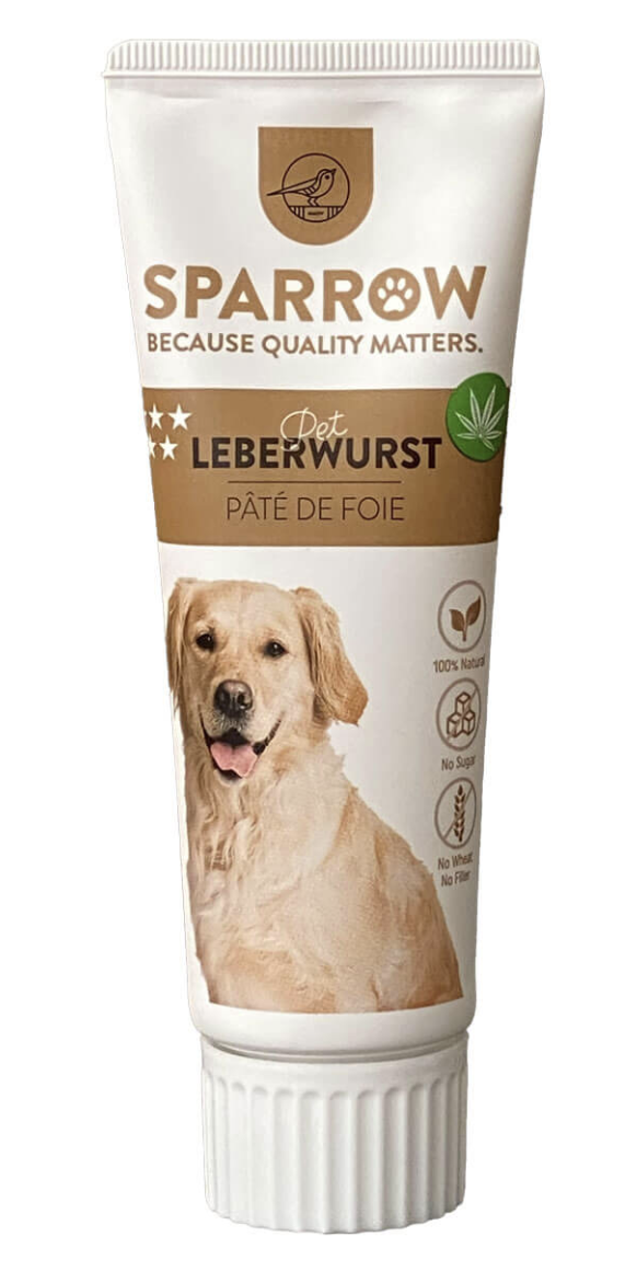 Sparrow Pet Leberwurstpaste für Hunde Leberwurst mit CBD für Hunde 75g